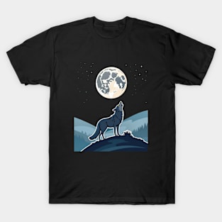 Wolf howling at moon T-Shirt